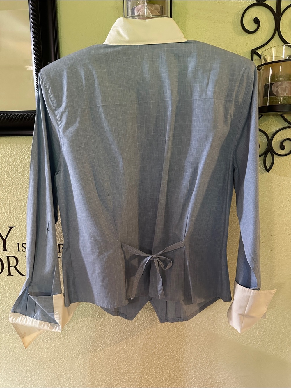 Karen Scott Light Blue Button-Down Shirt with White Collar and Cuffs - Picture 5 of 8